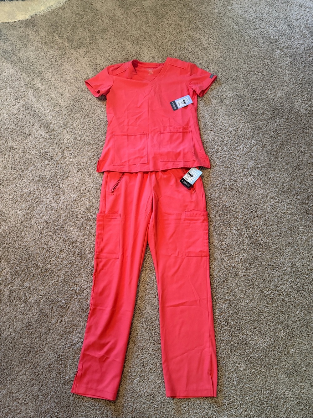 Med Couture Women's Coral Straight-Leg Scrub Set